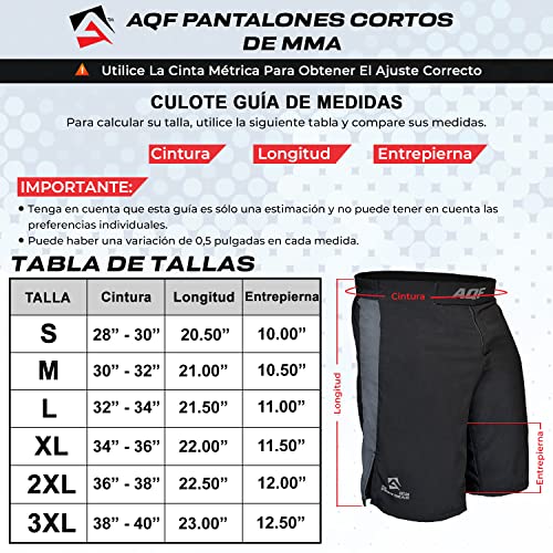 AQF Pantalones Hombre, Boxeo Entrenamiento Pantalon, Shorts Deportivos, Boxeo MMA Pantalon Corto, Kick Boxing Shorts Elásticos De Entrenamiento para UFC, Combates, Muay Thai, Lucha Jaula Cortos (L)