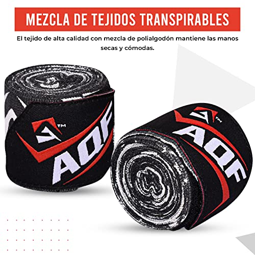 AQF Vendas Boxeo con 4 Metros Eslora Vendas Elasticas para Deportes De Combate, Boxeo, MMA (Artes Marciales Mixtas) Y Cross Fitness (Rayas de Cebra)