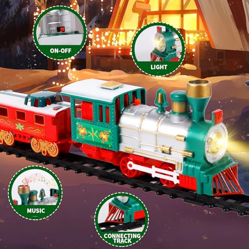 AQXONG Kits de Tren Navideño Eléctrico con Batería y Sonido de Luces, para Niños