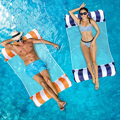 Arbolisse Colchoneta Piscina Adultos, 2 Piezas Hamaca de Agua Flotante Colchoneta Piscina Hinchable, 4 en 1 Hinchables para Piscina, Flotadores Piscina para Adultos, Colchoneta Hinchable Piscin