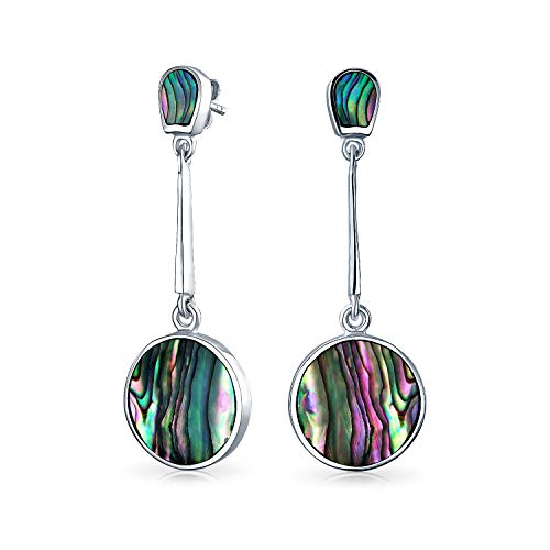 Arcoiris Concha Geométricas Círculo Barra Disco Abalone Drop Colgante Pendiente Mujer Para Adolescente 925 Plata Ley