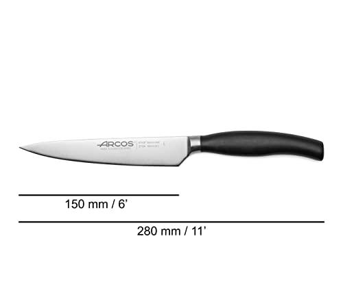 ARCOS Juego Cuchillos cocina forjados 3 piezas (Cuchillo pelar + Cuchillo cocina + Cuchillo chef), Forjados en Acero Inoxidable Nitrum, Mango polipropileno POM, Serie Clara, Color negro