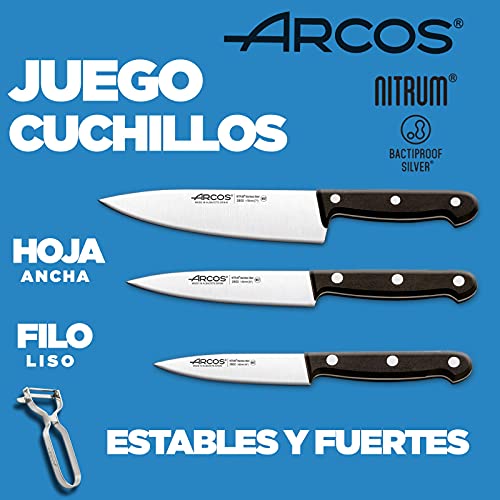 Arcos Juego Cuchillos Cocina Profesionales| Cuchillos Cocina Profesional Set Cuchillos | Mango Negro (4 Piezas)