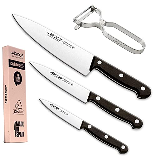 Arcos Juego Cuchillos Cocina Profesionales| Cuchillos Cocina Profesional Set Cuchillos | Mango Negro (4 Piezas)