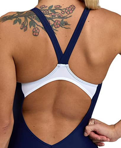 arena Feel Threefold V Back R Bañador de Una Pieza para Mujer, Bañador Elástico y Deportivo de Secado Rápido con Tejido arena MaxFit Eco, Resistencia al Cloro y al Salitre, Protección UV UPF 50+.