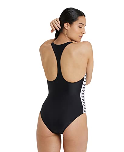 arena Icons Racer Back Bañador de Una Pieza para Mujer, Secado Rápido, Bañador Deportivo en Tejido Ecológico MaxFit Resistente al Cloro y a la Sal con Protección UV UPF 50+