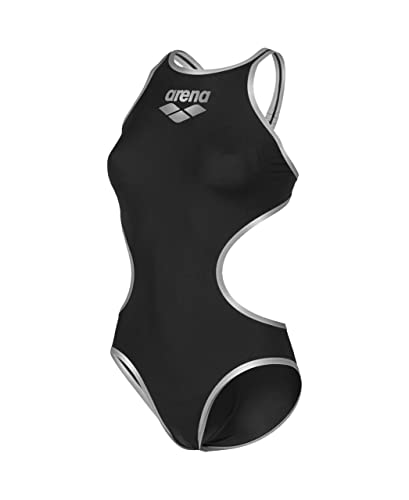 arena One Big Logo Bañador de Una Pieza para Mujer, Bañador Deportivo de Secado Rápido y Tejido arena MaxLife Eco, Resistente al Cloro y Protección UPF 50+ UV