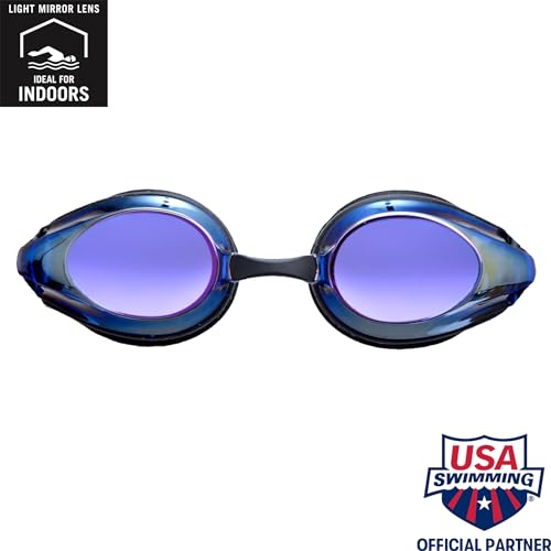 Arena Tracks Mirror Gafas de Natación, Unisex Adulto, Negro/Azul, Universal