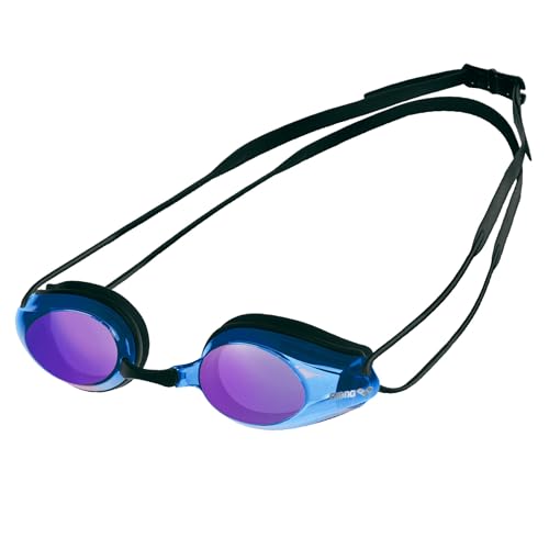 Arena Tracks Mirror Gafas de Natación, Unisex Adulto, Negro/Azul, Universal