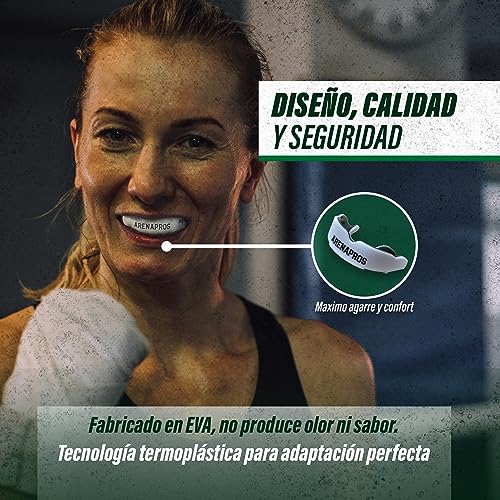 ARENAPROS® Protector Bucal Deportivo Premium Diseñado en España - Máxima Seguridad y Confort - Ideal para Boxeo, MMA, Rugby y otros Deportes de Contacto - Incluye Estuche de Transporte