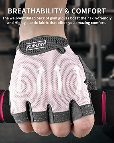 ARFNKIM Guantes de Gimnasiov, [2023 Actualización Antideslizante] Hombres y Mujeres Transpirable Gym Guantes para Entrenamiento, Yoga, Crossfit, Powerlifting, Ciclismo, Deporte (L, Rosa)