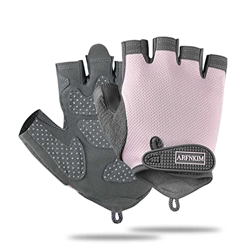 ARFNKIM Guantes de Gimnasiov, [2023 Actualización Antideslizante] Hombres y Mujeres Transpirable Gym Guantes para Entrenamiento, Yoga, Crossfit, Powerlifting, Ciclismo, Deporte (L, Rosa)