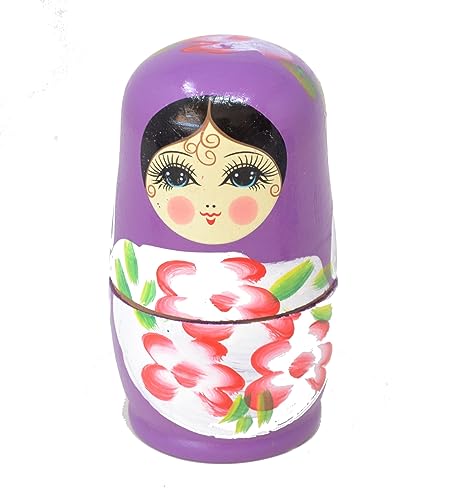 Aries boutique MUÑECAS Rusas PÚRPURAS - Muñecas Decorativas, pintadas a Mano, muñeca Matryoshka, muñecas apilables, Juego de Figuras de 5 Piezas.