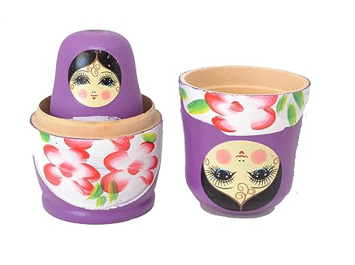 Aries boutique MUÑECAS Rusas PÚRPURAS - Muñecas Decorativas, pintadas a Mano, muñeca Matryoshka, muñecas apilables, Juego de Figuras de 5 Piezas.