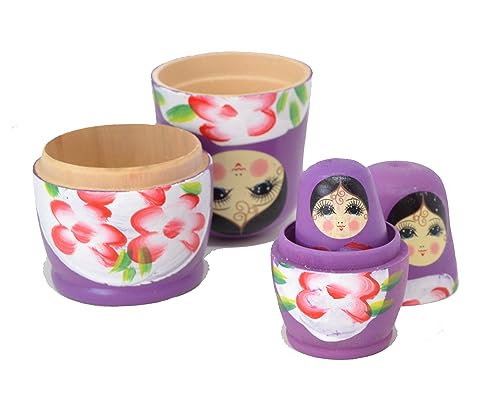 Aries boutique MUÑECAS Rusas PÚRPURAS - Muñecas Decorativas, pintadas a Mano, muñeca Matryoshka, muñecas apilables, Juego de Figuras de 5 Piezas.