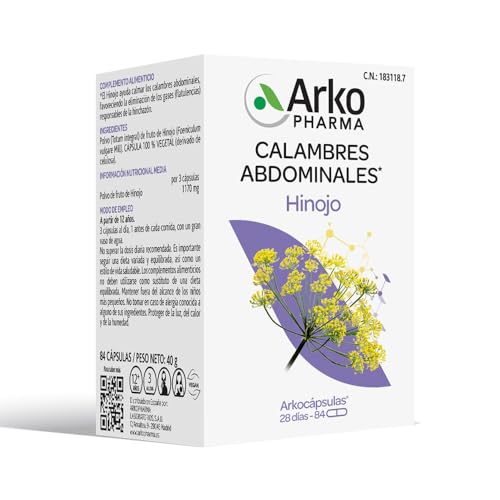 Arkopharma Arkocápsulas Hinojo 84 Cápsulas, Ayuda a Eliminar los Gases, Flatulencias, Favorece la Digestión, Distensión Abdominal, Complemento Alimenticio, 1 Unidad (Paquete de 1)