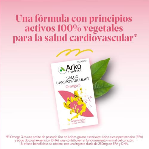 Arkopharma Arkocápsulas Omega 3 100 Cápsulas, Funcionamiento Normal del Corazón y Cerebro, Cuidado Cardiovascular, Complemento Alimenticio