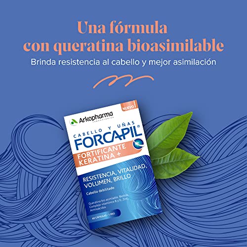 Arkopharma Forcapil Fortificante Keratina Cápsulas 3 Meses, Resistencia, Vitalidad, Volumen Y Billo, Cabello Debilitado, Biotina, Vitaminas Y Aminoácidos, Complemento Alimenticio, 180 Unidad