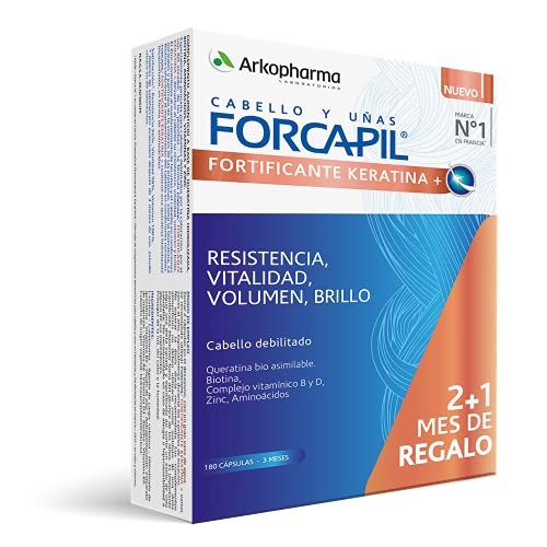 Arkopharma Forcapil Fortificante Keratina Cápsulas 3 Meses, Resistencia, Vitalidad, Volumen Y Billo, Cabello Debilitado, Biotina, Vitaminas Y Aminoácidos, Complemento Alimenticio, 180 Unidad