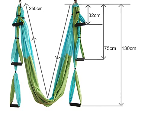 ARNTY Hamaca de Yoga Aéreo Hamacas, Antigravedad Yoga Hamaca,Yoga Trapecio para Ejercicios de Yoga Antigravedad (Actualizar Verde y Azul)