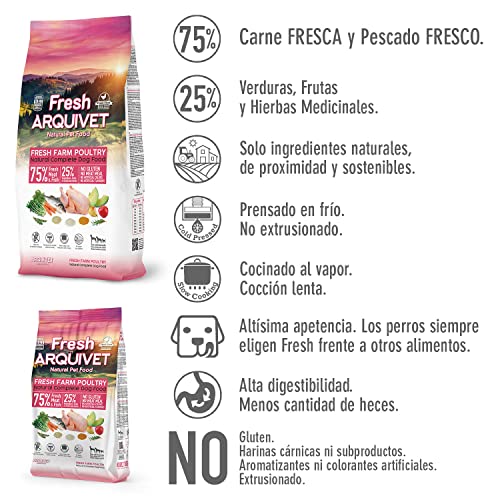 Arquivet Fresh Farm Poultry - 10 Kg - Alimento Completo para Perros - Carne y Pescado Frescos