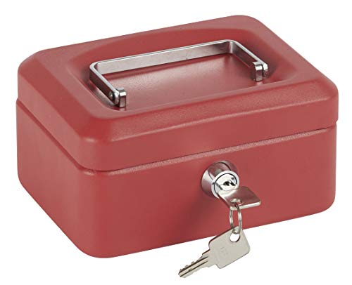 ARREGUI Elegant C9214 Caja Caudales con Llave para Contar y Transportar Dinero | Caja de Seguridad de acero con bandeja interior | Caja fuerte portatil 15 cm de ancho | Color Rojo