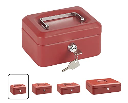 ARREGUI Elegant C9214 Caja Caudales con Llave para Contar y Transportar Dinero | Caja de Seguridad de acero con bandeja interior | Caja fuerte portatil 15 cm de ancho | Color Rojo