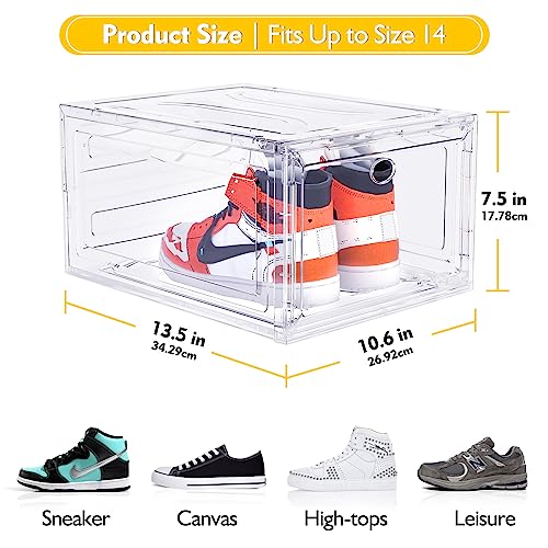 ARSTPEOE Cajas para Zapatos, Paquete de 6, Rganizador de Zapatos, Caja Zapatos Transparente Apilable, Cajas Almacenaje Zapatos de Plástico Plegable, Expositor para Zapatillas y Sneakers (Negro)