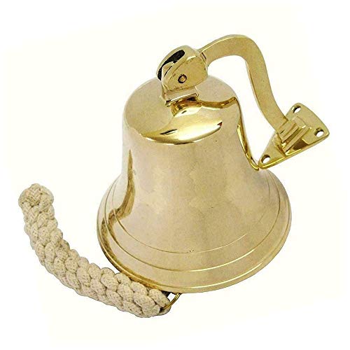 ARSUK Campanilla náutica, de latón Macizo para la Marina, para la Cena en la Escuela, en Barco, para la recepción, decoración del hogar, para Colgar en la Pared, Campana Antigua (3" Latón Sólido)