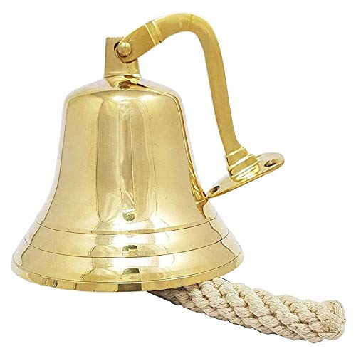 ARSUK Campanilla náutica, de latón Macizo para la Marina, para la Cena en la Escuela, en Barco, para la recepción, decoración del hogar, para Colgar en la Pared, Campana Antigua (3" Latón Sólido)