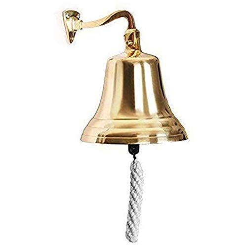 ARSUK Campanilla náutica, de latón Macizo para la Marina, para la Cena en la Escuela, en Barco, para la recepción, decoración del hogar, para Colgar en la Pared, Campana Antigua (3" Latón Sólido)