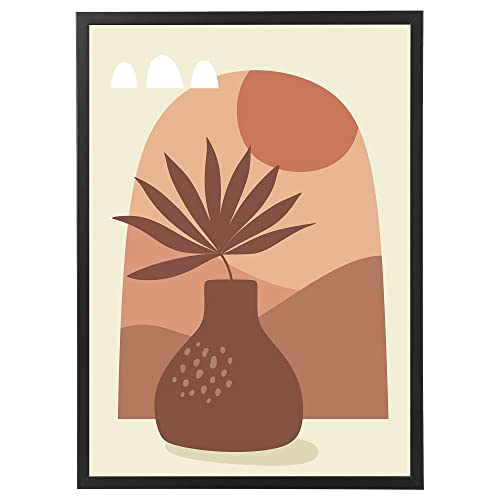 Arterby's® - Premium Póster Marco Lienzo Canvas - Ilustración Jarrones Bohemios Boho - Arterby's - Made in Italy - HD Póster con Marco Simple Negro 40x50 cm A0013 D002