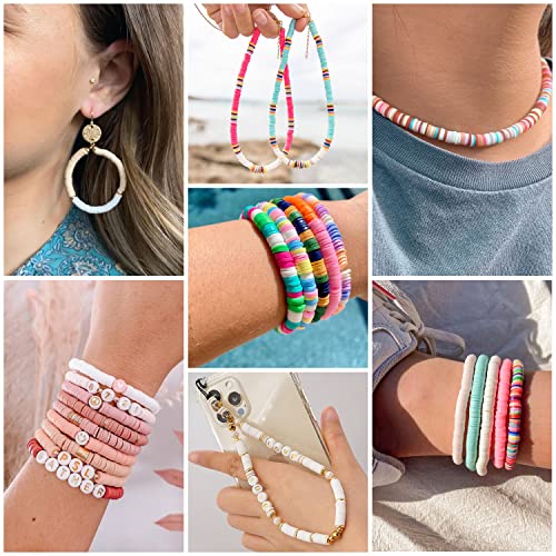 ARTESTAR Cuentas de Roscado, 4200 Heishi Beads Pulsera de 6mm de Colores, Kit Abalorios de Arcilla Polimerica de Vinilo Joyería Diy Kit para Niños Manualidades Adultos