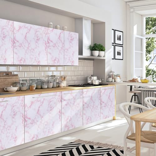 Arthome vinilo adhesivo muebles Rosa Mármol, 44cmx3m Papel Pintado Autoadhesivo, Adhesivo Contacto Papel decorativo para Escritorio,Cocina,Encimera,Armario,Estantería,Pegatina Impermeable