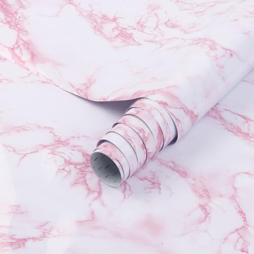 Arthome vinilo adhesivo muebles Rosa Mármol, 44cmx3m Papel Pintado Autoadhesivo, Adhesivo Contacto Papel decorativo para Escritorio,Cocina,Encimera,Armario,Estantería,Pegatina Impermeable