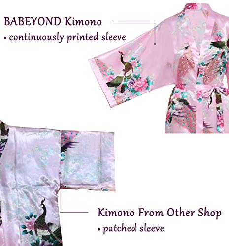 ArtiDeco Vestido Kimono Pijama de Seda Novia Kimono de Seda Ropa de dormir de Satén Estampado Pavo Real