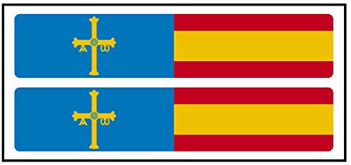 Artimagen Pegatina Rectángulos Largo Azul Cruz Amarilla + Bandera España 2 uds. 100x20 mm/ud.