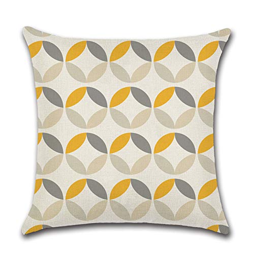 Artscope Pack de 6 Funda de Cojín 45x45cm,Funda de Almohada Cuadrado Poliéster Lino para Sofá Cama Coche Decoración para Hogar (Geométrico Amarillo con Gris)