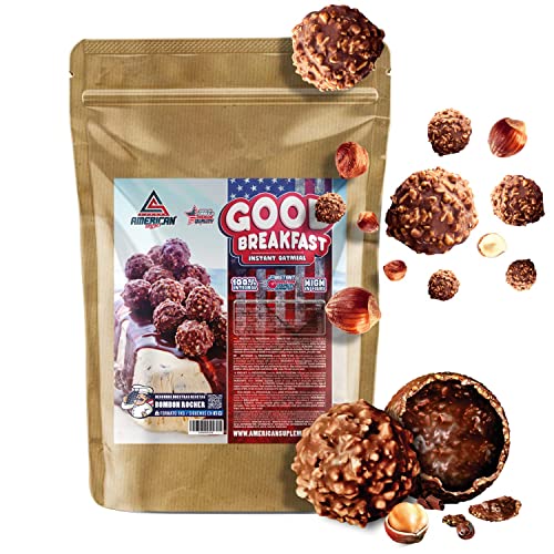 AS American Suplement | Harina de Avena Integral | Good Breakfast | 1 kg | Sabor Rocher/Chocolate Hazelnut | Ayuda a Desarrollar Masa Muscular | Fuente de Fibra y Proteínas