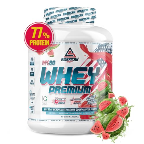 AS American Suplement | Premium Whey Protein 2 Kg | Sandía | Proteína Suero de Leche | Aumentar Masa Muscular | Alta Concentración Proteína WPC80 Pura | L-Glutamina Kyowa Quality®