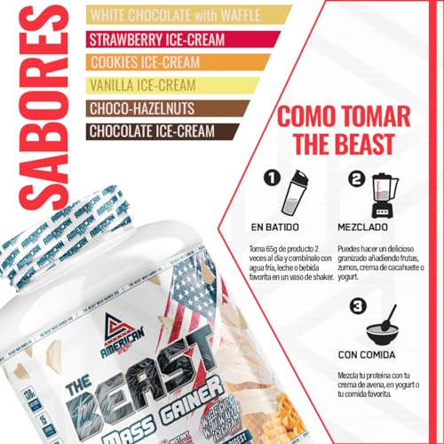 AS American Suplement | The Beast Mass Gainer | 2 kg | Bombon Rocher | Contiene Creatina Monohidrato | Ayuda a Subir de Peso | Alto en Carbohidratos y Proteínas