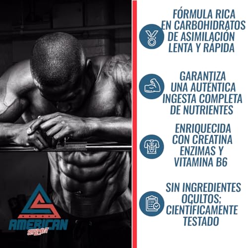 AS American Suplement | The Beast Mass Gainer | 2 kg | Chocolate | Contiene Creatina Monohidrato | Ayuda a Subir de Peso | Alto en Carbohidratos y Proteínas