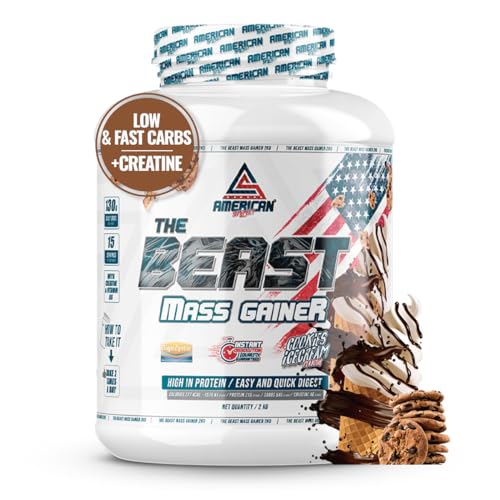 AS American Suplement | The Beast Mass Gainer | 2 kg | Cookies and Cream | Contiene Creatina Monohidrato | Ayuda a Subir de Peso | Alto en Carbohidratos y Proteínas