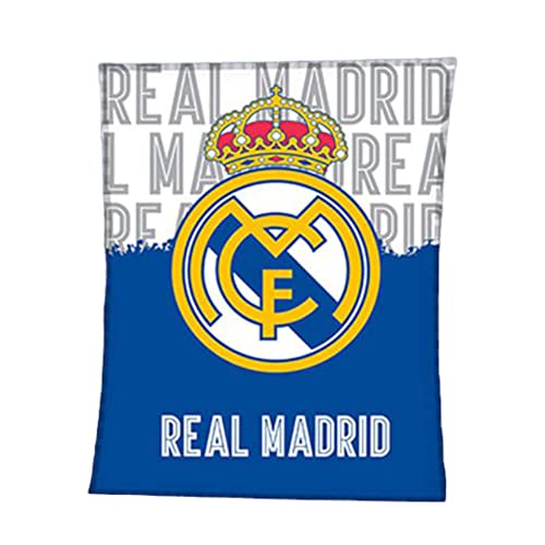 Asditex MantaCoralina Real Madrid 130x160 - Manta de Viaje - Estampado con el Escudo del Madrid