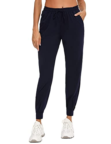 Aseniza Pantalon de Chandal Mujer 100% Algodón Pantalon Deporte Mujer Verano con Bolsilpara, Pantalones Chandal Mujer Largos para Gimnasio Deportes Correr Jogging (Azul Osuro,L)