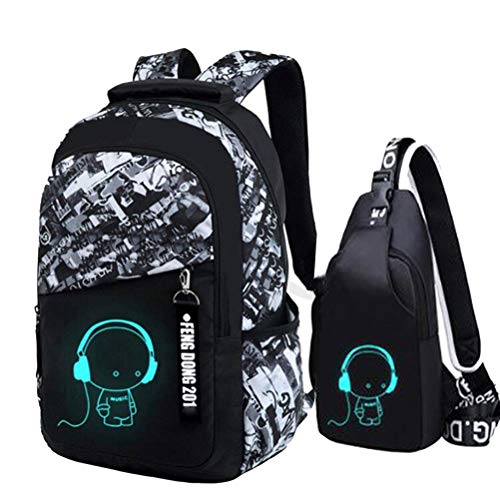 Asge Mochila escolar de tela Oxford para niños Mochila escolar Mochila de impresión Mochila juvenil Mochila reflectante al aire libre - Talla única