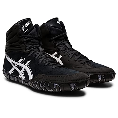 ASICS Zapatos de lucha Aggressor 5 para hombre, Negro/Blanco, 44.5 EU