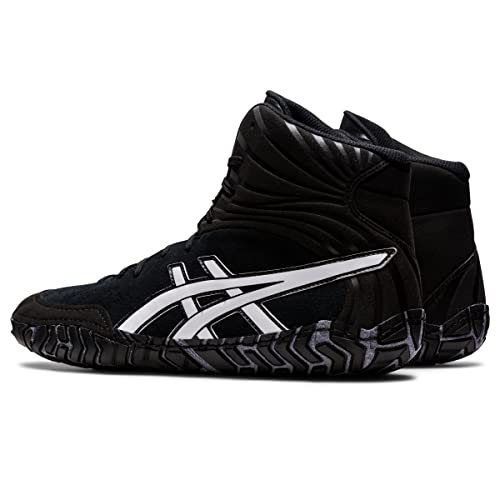 ASICS Zapatos de lucha Aggressor 5 para hombre, Negro/Blanco, 44.5 EU