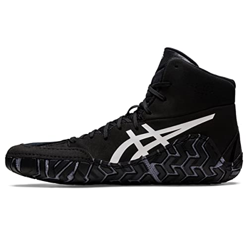 ASICS Zapatos de lucha Aggressor 5 para hombre, Negro/Blanco, 44.5 EU