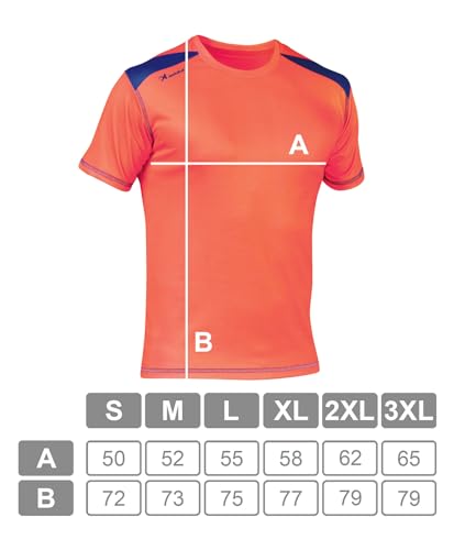 ASIOKA 182/17 Camiseta de Running técnica combinada Unisex para Adultos de m/Corta, Naranja/Royal